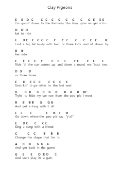 Clay Pigeons Piano letter notes by Michael Cera - Arr.Woodthorne Rylee