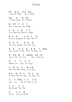 Crying 피아노 악보 Roy Orbison - 편곡 Souyet Jamesnolds