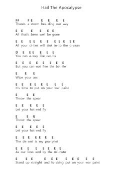 Hail The Apocalypse Piano letter notes by Avatar - Arr.Chilflower