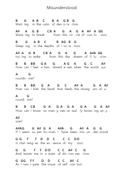 Misunderstood Piano letter notes by Dream Theater - Arr.Vinpeare