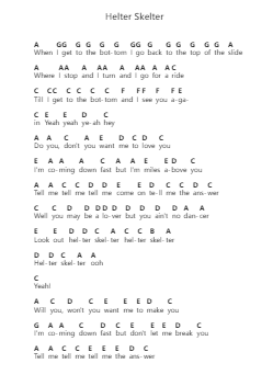 Helter Skelter Piano letter notes by Rob Zombie - Arr.Swinfred Clarkdiah