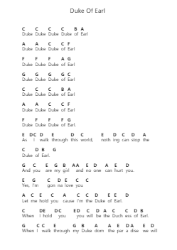 Duke Of Earl Piano letter notes by Gene Chandler - Arr.Quenram