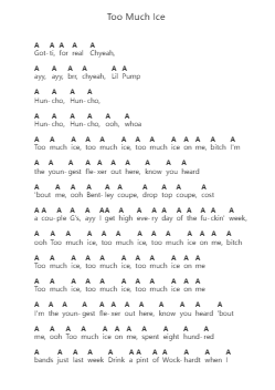 Too Much Ice Notas de piano en letras por Lil Pump - Arr.Taters Jonkyle