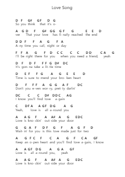 Love Song Piano letter notes by Tesla - Arr.Sainsthea Flind