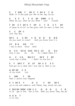 Misty Mountain Hop 鋼琴字母譜由 Led Zeppelin - 編曲 Mila