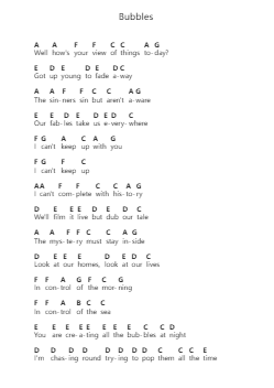Bubbles Notas de piano en letras por Biffy Clyro - Arr.Jorrell