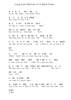 Long Cool Woman In A Black Dress Piano letter notes by The Hollies - Arr.Jorthodore Adegee