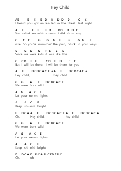 Hey Child Piano letter notes by X Ambassadors - Arr.Bartblack Jobky