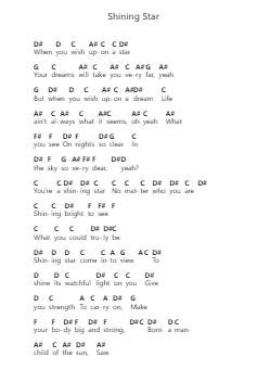 Shining Star Klavierbuchstaben-Noten von Earth, Wind & Fire - Arr.Mewood Teries