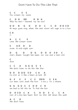 Dont Have To Do This Like That Klavierbuchstaben-Noten von Flatland Cavalry - Arr.Hilye