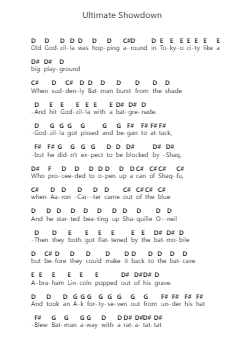 Ultimate Showdown Piano letter notes by Lemon Demon - Arr.Paunix