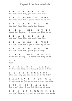 Repeat After Me Interlude 钢琴字母谱由 The Weeknd - 编曲 Louhal