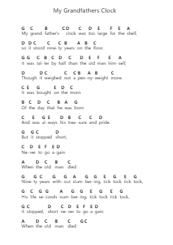My Grandfathers Clock Piano letter notes by Misc Children - Arr.Calbrown Yertate
