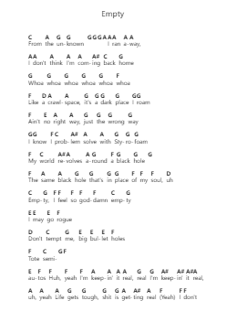 Empty Nota surat piano oleh Juice WRLD - Arr.Warge