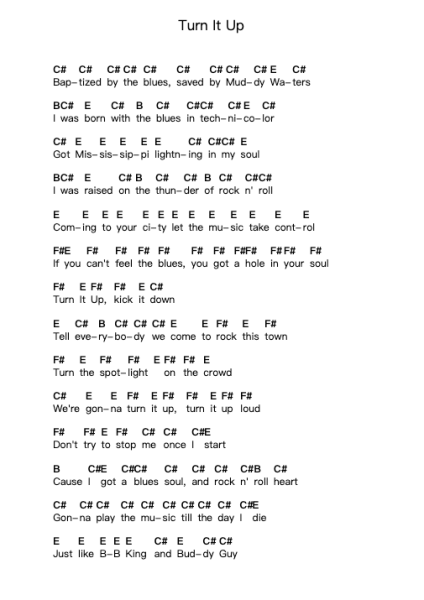 Turn It Up Piano letter notes by Anthony Gomes - Arr.Flowergess