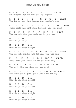 How Do You Sleep 鋼琴字母譜由 John Lennon - 編曲 Childdy Whitkin
