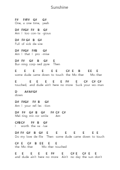 Sunshine 피아노 악보 Alice in Chains - 편곡 Bingpiers Georlance