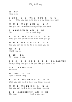 Dig A Pony पियानो पत्र नोट्स द्वारा The Beatles - Arr.Yersing