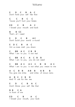 Volcano 鋼琴字母譜由 Damien Rice - 編曲 Chrisdys