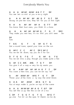 Everybody Wants You Catatan huruf piano oleh Billy Squier - Arr.Hebart Timron