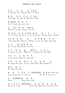 Balance Ton Quoi Piano letter notes by Angèle - Arr.Vanlett Hudrey