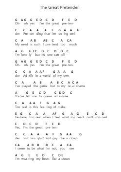 The Great Pretender 钢琴字母谱由 The Platters - 编曲 Franling Godrwood