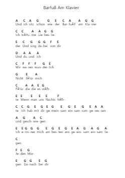 Barfuß Am Klavier पियानो पत्र नोट्स द्वारा AnnenMayKantereit - Arr.Beerthune