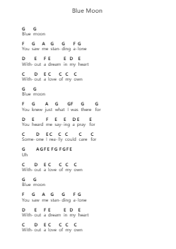 Blue Moon 钢琴字母谱由 Elvis Presley - 编曲 Fevans