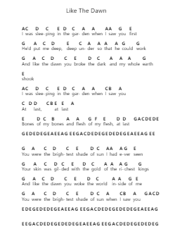 Like The Dawn Piano letter notes by The Oh Hellos - Arr.Calthel Chafra
