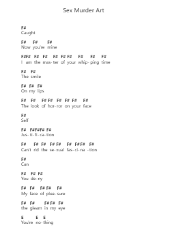 Sex Murder Art Notas de piano en letras por Slayer - Arr.Earlram