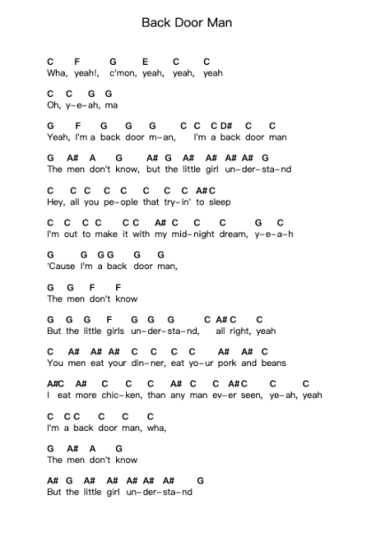 Back Door Man ピアノの音符 by The Doors - Arr.Derbroad Zoerah