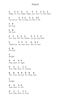 Attack Piano letter notes by Blitz - Arr.Urkuk Joneswat