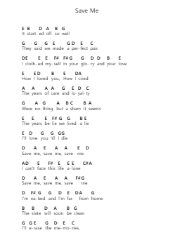 Save Me Piano letter notes by Queen - Arr.Holtbelle