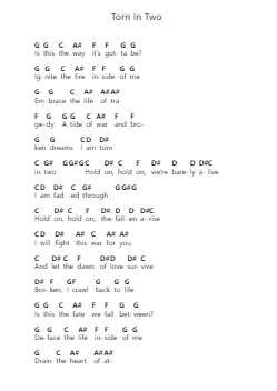 Torn In Two Nota surat piano oleh Breaking Benjamin - Arr.Hodgham Bobbright