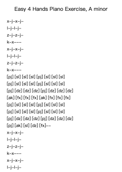 Easy 4 hands piano Exercise in A Minor
