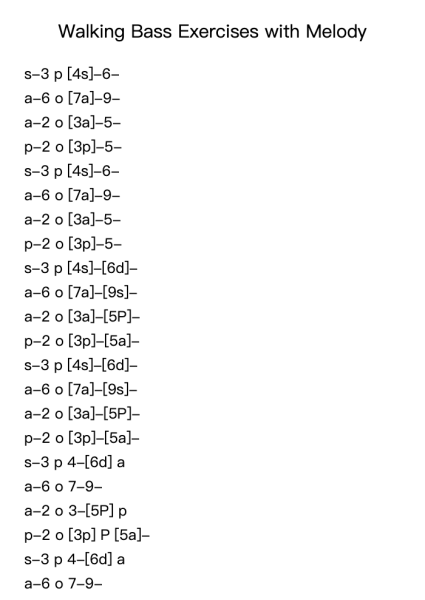 Walking bass exercises with melody