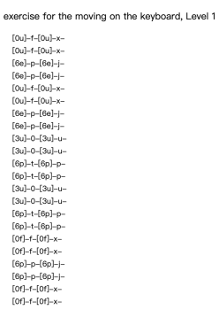 exercise for the moving on the keyboard, Level 1