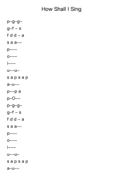 How Shall I Sing