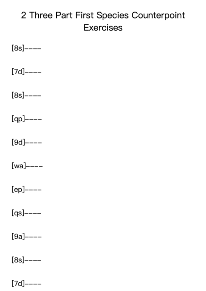 2 Three Part First Species Counterpoint Exercises