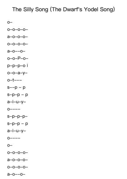 The Silly Song (The Dwarf's Yodel Song)