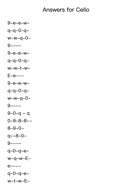 Answers for Cello