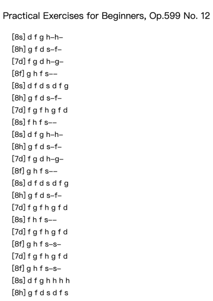 Practical Exercises for Beginners, Op. 599: No. 12