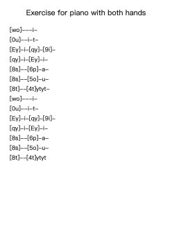 Exercise for piano with both hands