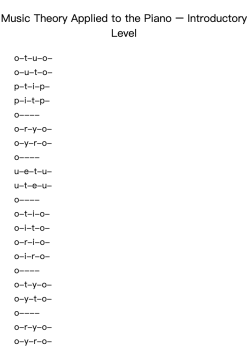 Music Theory Applied to the Piano – Introductory Level
