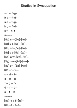 Studies in Syncopation