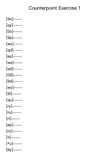 Counterpoint Exercise 1 - Part 1 Distinct Exercises