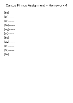 Cantus Firmus Assignment - Homework 4