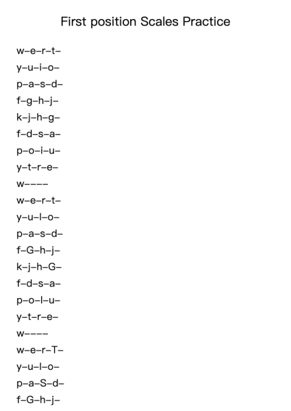 First position Scales Practice