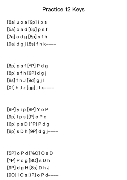 Practice 12 Keys