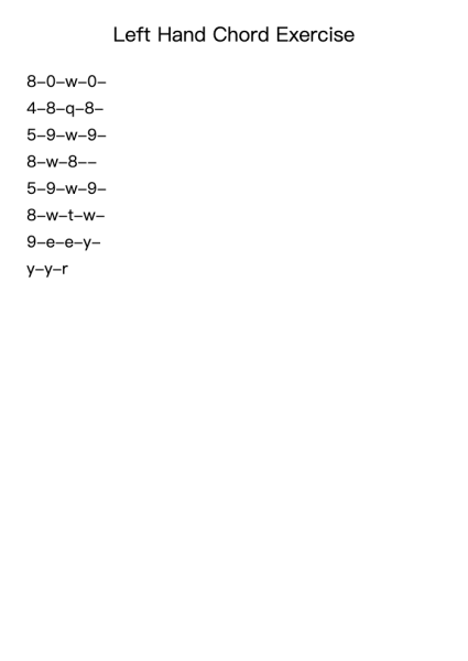 Left Hand Chord Exercise